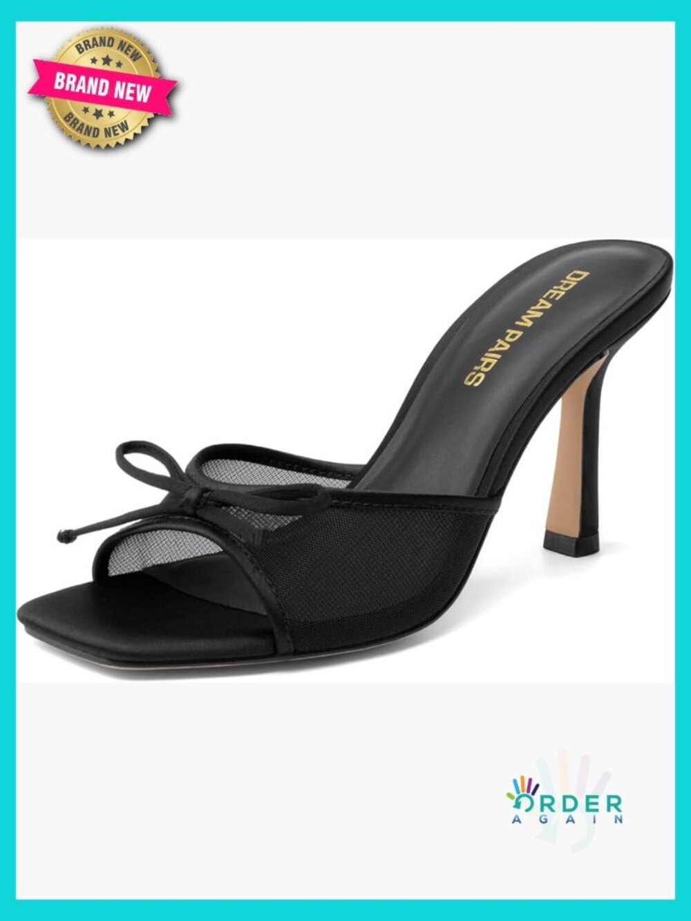 Women's Square Open Toe Heels Stiletto High Backless Slip On Sandals Party